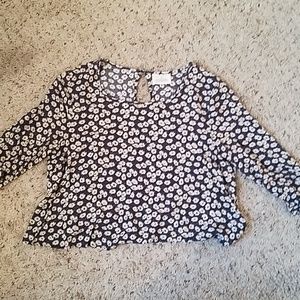 Floral midi top with 3/4 sleeves